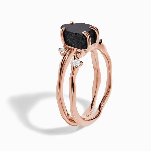 Black Obsidian Flow Ring & Black Onyx Stardust Band（副本）